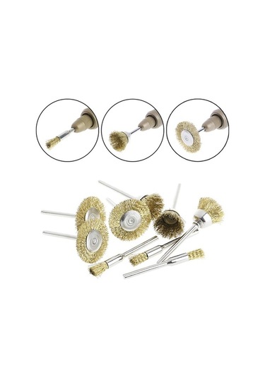 Mini Gravür Makineleri Için Prinç Tel Fırça Seti 10 Parçalı