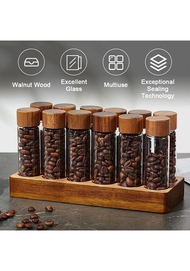 Tek Doz Kahve Çekirdeği Depolama 12 Tüp Çok Amaçlı Kahverengi Kahverengi