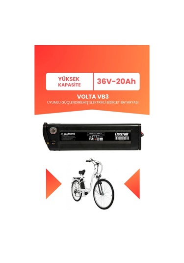 Volta Vb3 Uyumlu 36v 20ah Elektrikli Bisiklet Bataryası Siyah