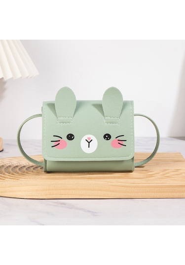 Sevimli Mini Omuz Askılı Bozuk Para Kadın Kız Çocuk Çantası Açık Yeşil