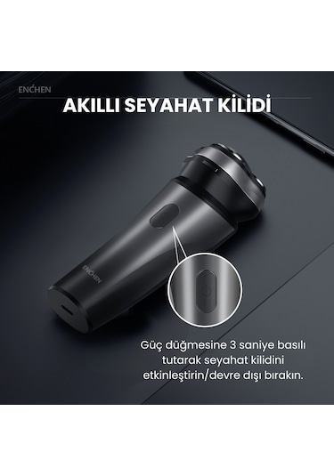 Enchen Blackstone Max Siyah Çift Yönlü Kavisli Bıçaklı Şarjlı Islak-kuru Tıraş Makinesi