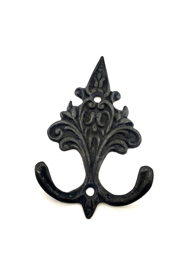 Antika Tarz Dekoratif Pirinç Çam Figürlü Askı - 98x57 Mm, Oksit Çok Renkli