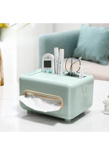 Açık Yeşil Doku Kutusu Peçete Tutucu Uzaktan Kumanda Depolama Masa Düzenleyici Ofis Çok Fonksiyonlu Çeşitli Eşyalar Ontainer Depolama Ev