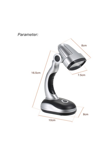 Yunboo 12 Led Işıklı Mini Masa Lambası - Aydınlatma Açısı Ayarlanabilir, 3xaa Pil İle Çalışır, Göz Koruyucu Işık Gri