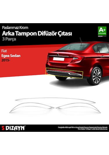 S-dizayn Fiat Egea Sd Krom Arka Tampon Difüzör Çıtası 3 Prç. 2015 Üzeri