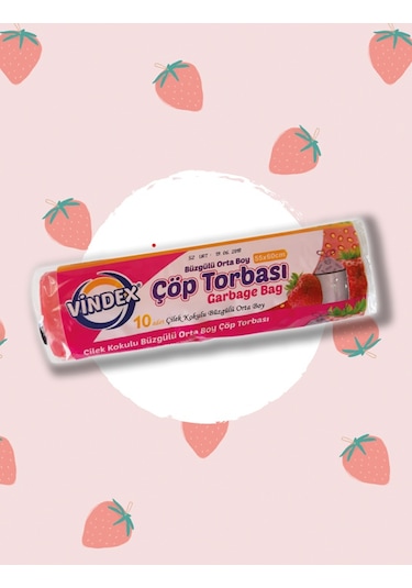 Vindex Büzgülü Çilek Kokulu Orta Boy Çöp Torbası Pembe 55 x 60 CM