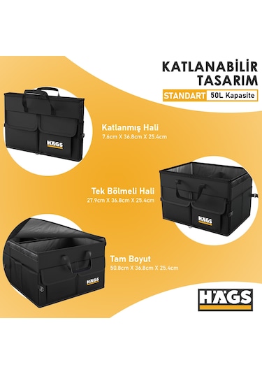 Haegs Araba Bagaj Çantası 50 L Siyah