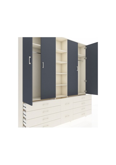 Arges Dolap 9 Raflı 10 Çekmeceli 2 Askılı 220x30x243 Aytaşı-antrasit/aytaşı Antrasıt/aytası Arges Dolap 9 Raflı 10 Çekmeceli 2 Askılı 220x30x243 Aytaşı-antrasit/aytaşı Antrasıt/aytası