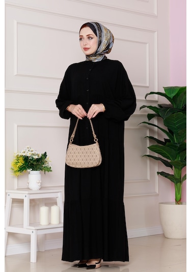 Robalı Azra Elbise-siyah-4806 Siyah