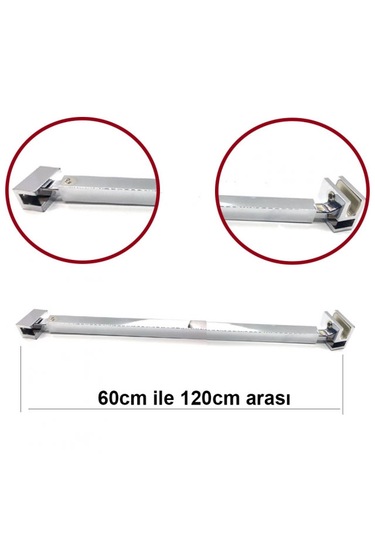 Duşakabin Cam Kabin Teleskopik Cam Gergi 60cm-120cm Krom