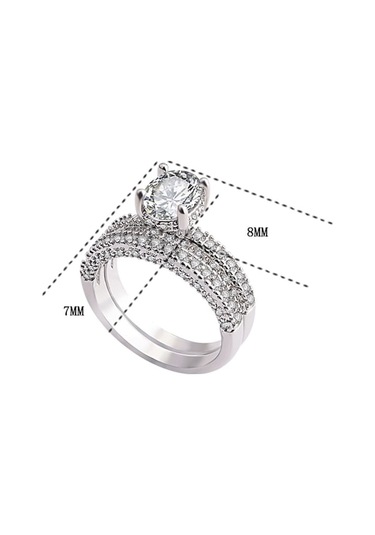 Fastbuy 2.5mm Çok Renkli Cubic Zirconia, Kadınlar İçin Güzellikli Evlilik Ve Yıldönümü Hediye Takı Takımı, 10 Numara, Beyaz Çok Renkli