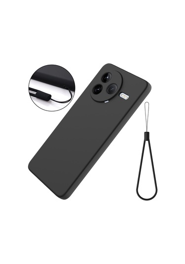 Xiaomi Poco F7 Pro İçin Düz Renk Sıvı Silikon Damlamaz Tam Kapsama Telefon Kılıfı Siyah