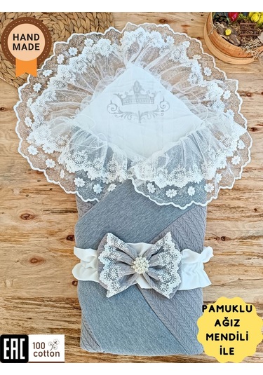 Triko Przm Haki Bebek Kundağı Unisex Bebek Dış Kundak Battaniyesi Hastane Çıkışı Kundak Battaniye Gri