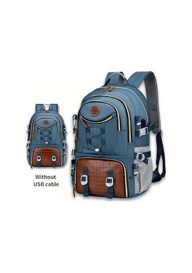 Topshop1 Siyah Siyah Oxford Sirt Cantasi Ayarlanabilir Askilar Coklu Cepler Genis Kapasiteli Usb Sarj Portlu Siyah