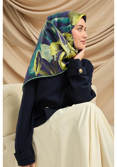 Silk Home Twill İpek Eşarp 11480-81 Morcivert, Butter Yellow, Asit