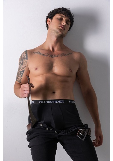 Franco Renzo Erkek 6'lı Lüx Kutulu Pamuklu Ve Likralı Boxer Siyah