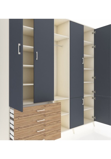 Hyperion Dolap 14 Raflı 4 Çekmeceli Tek Askılı 220x44x243 Aytaşı-antrasit/çam Antrasıt/atlas Çam Hyperion Dolap 14 Raflı 4 Çekmeceli Tek Askılı 220x44x243 Aytaşı-antrasit/çam Antrasıt/atlas Çam