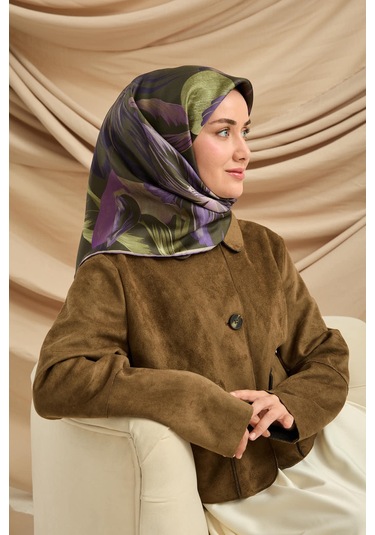 Silk Home Twill İpek Eşarp 11480-85 Koyu Yeşil, Mor, Lila, Mor, Bej
