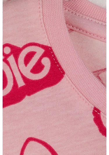 Zuzunga Barbie Desenli %100 Pamuk Kız Çocuk Pijama Takımı Pembe