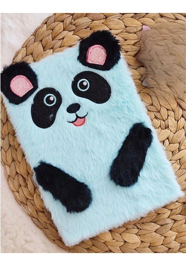 Peluş Çizgili Sevimli Panda Tasarımlı Defter renkli