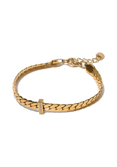 Altın Eetit Yüksek Kalite 18 K Altın Kaplama Küba Zincir Paslanmaz Çelik Bilezik Bileklik Zirkon Bildirimi Şık Moda Su Geçirmez Takı Altın