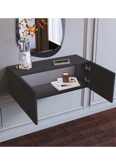 Duvara Monte Antrasit %100 Mdf Fonksiyonel 2 Kapaklı Dresuar Antrasit