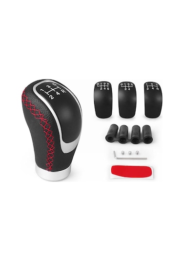 Mavi 5/6 Hız Evrensel R Pu Deri Vites Topuzu Manuel Araba Vites Sopa Kafa Vites Değiştirme Topuzu Modifiye Vites Kafası