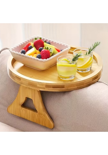 Porsima Pbt-414 Bambu Koltuk Matı Ahşap Kanepe Koltuk Kenarı Sehpa Yan Sehpa Koltuk Katlanabilir Koltuk Kenarı Tepsisi Bambu