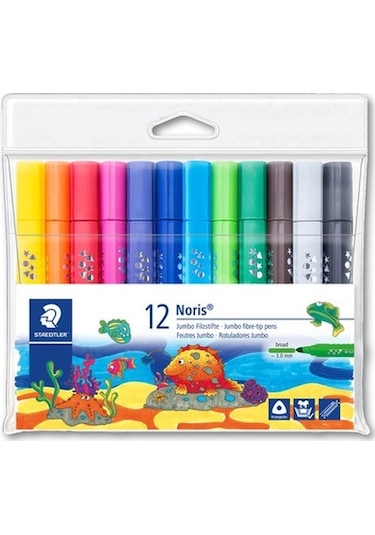 Staedtler Noris 12 Renk Üçgen Jumbo Keçeli Boya Kalemi K328-8