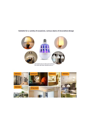 Sones E27 15w Beyaz Işık + 365 Nm Mor Işık Sivrisinek Öldürücü Ampul Lamba, Sinek Haşere Böcekleri Reddet Zapper Led Top Dik Işık, Ac 175-265v