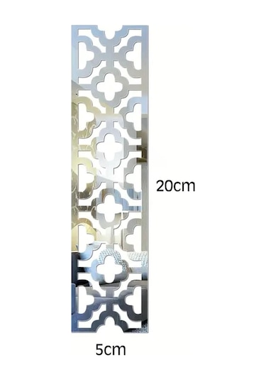 Oymalı Desen Pleksi Ayna 20x5cm 12 Adet - Silver Diğer