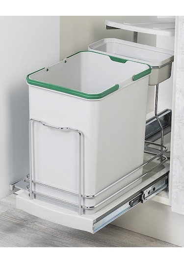Starax S-2391.G Teleskopik Raylı Plastık Gövde 16+1 Lt Çöp Kovası Gri