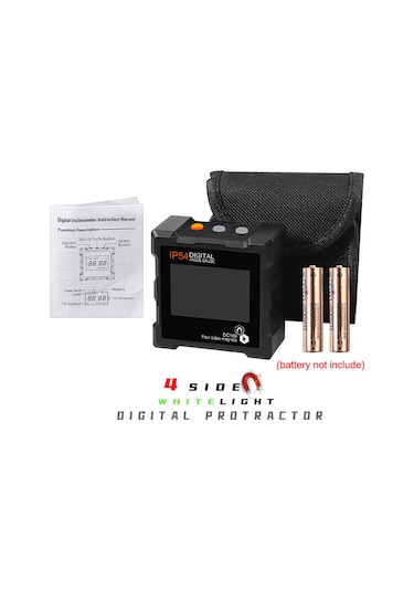 Xindoker 360 Dijital Eğim Ölçer - Su Geçirmez Manyetik Ekranlı Otomatik Kapanmalı Hassas Açı Ölçme Cihazı