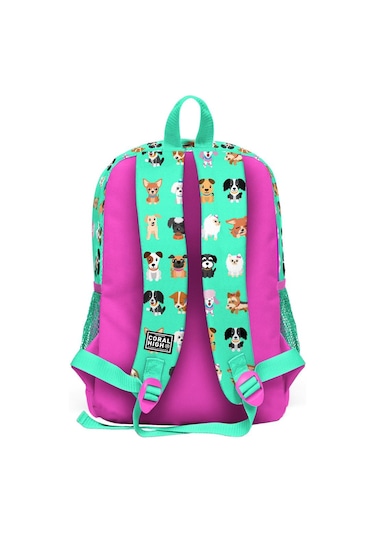 Coral High Kids Su Yeşili Köpek Desenli Dört Bölmeli Okul Sırt Çantası 23465
