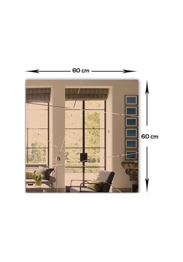 Ayna | Bronz Ayna | Tasarım Kanallı - Kare Ayna | 60Cm X 60Cm Bronz