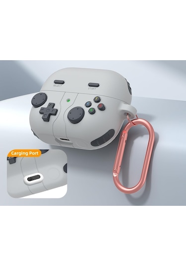 Samsung Galaxy Buds 3 / Galaxy Buds 3 Pro Uyumlu Silikon Kılıf Anahtarlıklı Kılıf Gri