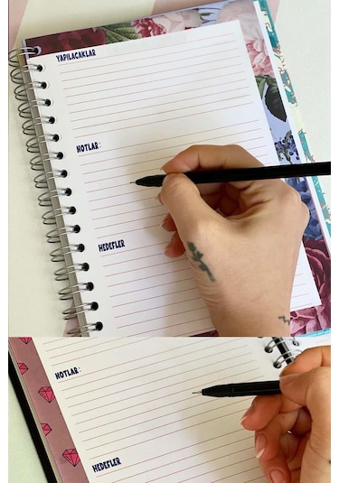 Kedi Noodle Tasarımlı Spiralli Sticker'lı Tarihsiz Konuşan Ajanda Haftalık Planlayıcı Defter renkli