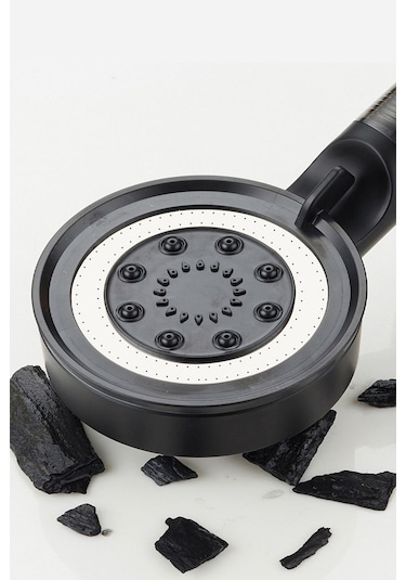 Kustar 5 Fonksiyonlu Çelik Su Tasarruflu Filtreli Turbo Jet Duş Başlığı Siyah