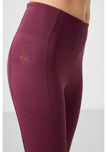 Bordo Esnek Standart Fit Performans Kadın Tayt - 94667 Bordo