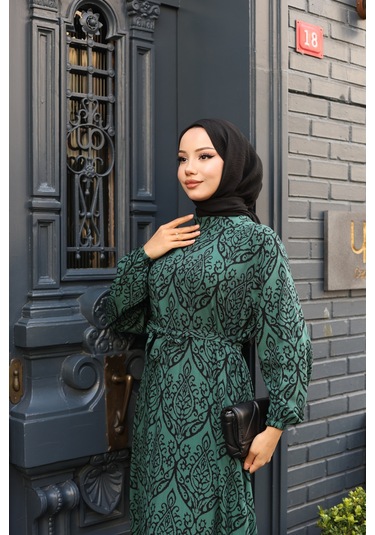 Kadın Viskon % 100 Pamuklu Osmanlı Desen C Yaka Eteği Fırfırlı Belden Kuşaklı Tesettür Elbise 2737 Yeşil Kadın Viskon % 100 Pamuklu Osmanlı Desen C Yaka Eteği Fırfırlı Belden Kuşaklı Tesettür Elbise 2737 Yeşil