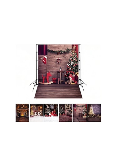Youtek Noel Temalı 150x200cm Fotoğraf Arka Planı, Poliester Elastik Kumaş, Çocuk/fotoğraf Çekimi, Parti Dekorasyonu İçin 6 Seçenek Çok Renkli