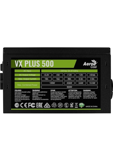 Aerocool VX Plus AE-VXP500A 500W Aktif PFC Güç Kaynağı