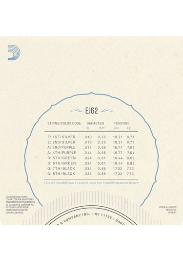 D'addario Ej62 80/20 Bronze Mandolin Strings. Light Takım Tel Man