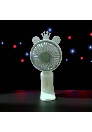 Vantilatör Usb Şarjlı Mini Fan Taşınabilir Işıklı Yeşil 2 Kademeli Vantilatörü