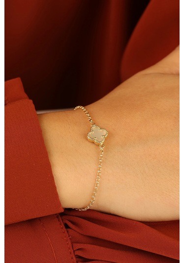 14 Ayar Yonca Altın Bileklik Çok Renkli