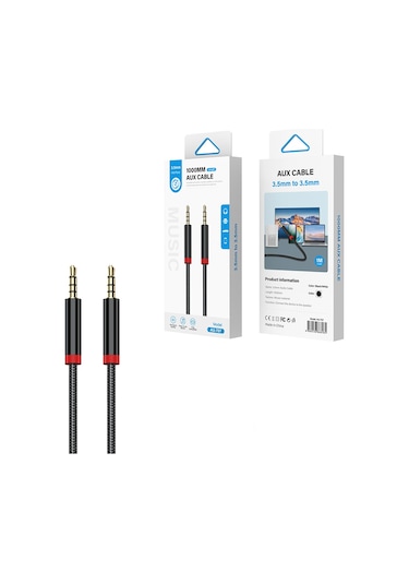 Ekılıf - Aux Audio Kablo 3.5mm 1m Au-707 Örgü Tasarımlı Aux Audio Kablo 3.5mm 1m - Beyaz - T37800 Beyaz