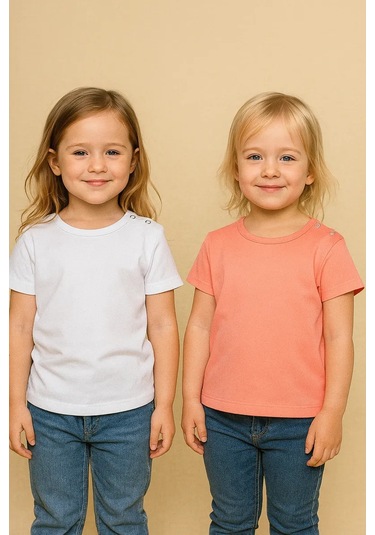 Chic Panda Çocuklar İçin Düğmeli, Günlük Temel Tişört Seti. 115429131 Leylak