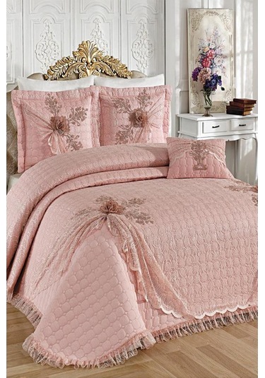 Goncagül Çift Kişilik Yatak Örtüsü Pudra (325326422) Pudra