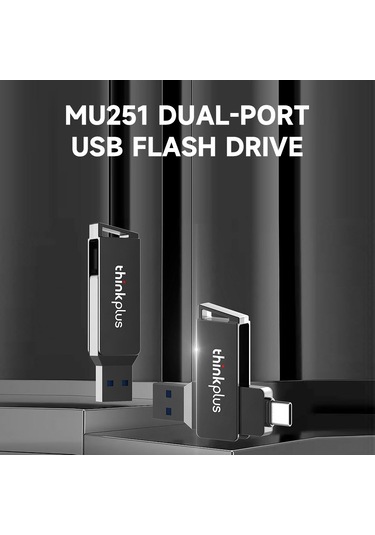 Springsun 联想thinkplus Mu251 32gb Usb3.0+type-c Çift Portlu Metal Usb Bellek, 360 Döner, Darbe Ve Kırılma Dayanıklı, Plug & Play