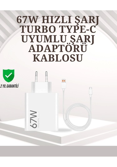 Type-c Uyumlu 67w Turbo Hızlı Şarj Aleti Akıllı Koruma Sistemli
